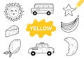 Color the elements in yellow. Coloring page for kids. Educational material for school