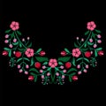 Color embroidery with flower necklace for fabric, textile floral
