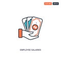 2 color employee salaries concept line vector icon. isolated two colored employee salaries outline icon with blue and red colors