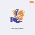 2 color employee salaries concept vector icon. isolated two color employee salaries vector sign symbol designed with blue and