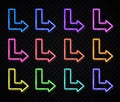 Color enter arrow symbol Neon light 3d pointer set