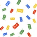 Color Envelope icon isolated seamless pattern on white background. Received message concept. New, email incoming message Royalty Free Stock Photo