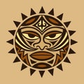 Color ethnic symbol-mask of the Maori people - Tiki. Thunder-like is symbol of God. Sacrad tribal sign in the Polenesian style for