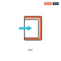 2 color Exit concept line vector icon. isolated two colored Exit outline icon with blue and red colors can be use for web, mobile