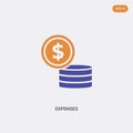 2 color Expenses concept vector icon. isolated two color Expenses vector sign symbol designed with blue and orange colors can be Royalty Free Stock Photo