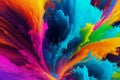 Color explosion Abstract paint splash, Ultra wide wallpaper Multicolor glow