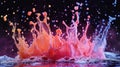 Color explosion. Drops of colored liquid collide, creating a beautiful and dynamic image