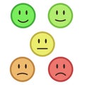 5 Color Faces Feedback / Mood, stock vector illustration