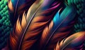 Color Feathers Background, Colored Plumage, Pheasant Wings Texture, Generative Ai Illustration Royalty Free Stock Photo