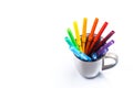 Color felt-tipped pens in a cup