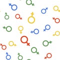 Color Female gender symbol icon isolated seamless pattern on white background. Venus symbol. The symbol for a female
