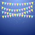 Color festival triangular flag garland. Decoration banner for birthday holiday, festival, carnival and anniversary