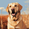Color Field Labrador Retriever Illustration In 8bit Style