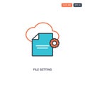 2 color file setting concept line vector icon. isolated two colored file setting outline icon with blue and red colors can be use