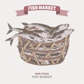 Color fish basket sketch.