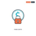 2 color Fixed costs concept line vector icon. isolated two colored Fixed costs outline icon with blue and red colors can be use