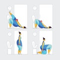 Color flat style illustration of a girl exercising.