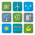 Color flat style recycle ecology energy icons