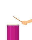 Color flat style vector drum set on white background bass tom-tom ride cymbal crash hi-hat snare stands