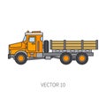 Color flat vector icon construction machinery truck tipper. Industrial style. Corporate cargo delivery. Commercial Royalty Free Stock Photo