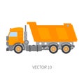 Color flat vector icon construction machinery truck tipper. Industrial style. Corporate cargo delivery. Commercial Royalty Free Stock Photo