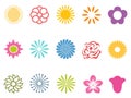 Color flower icons set Royalty Free Stock Photo