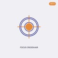 2 color Focus crosshair concept vector icon. isolated two color Focus crosshair vector sign symbol designed with blue and orange Royalty Free Stock Photo