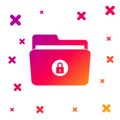 Color Folder and lock icon isolated on white background. Closed folder and padlock. Security, safety, protection concept