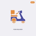 2 color food delivery concept vector icon. isolated two color food delivery vector sign symbol designed with blue and orange Royalty Free Stock Photo