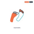 2 color footsteps concept line vector icon. isolated two colored footsteps outline icon with blue and red colors can be use for