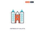 2 color fortress city valletta architecture concept line vector icon. isolated two colored fortress city valletta architecture