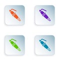 Color Fountain pen nib icon isolated on white background. Pen tool sign. Set colorful icons in square buttons. Vector