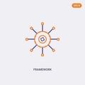 2 color framework concept vector icon. isolated two color framework vector sign symbol designed with blue and orange colors can be