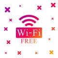Color Free Wi-fi icon isolated on white background. Wi-fi symbol. Wireless Network icon. Wi-fi zone. Gradient random
