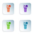 Color Fresh smoothie icon isolated on white background. Set colorful icons in square buttons. Vector