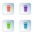 Color Full trash can icon isolated on white background. Garbage bin sign. Recycle basket icon. Office trash icon. Set Royalty Free Stock Photo