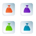 Color Garbage bag icon isolated on white background. Set colorful icons in square buttons. Vector Illustration Royalty Free Stock Photo