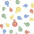 Color Gear icon isolated seamless pattern on white background. Cogwheel gear settings sign. Cog symbol. Vector Royalty Free Stock Photo