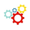 Color gears. Cogwheel icon flat picture vector eps10 graphic. Flat vector ilustration