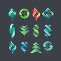 Color geometrical leaves, trees Royalty Free Stock Photo
