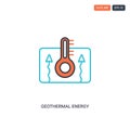 2 color Geothermal Energy concept line vector icon. isolated two colored Geothermal Energy outline icon with blue and red colors Royalty Free Stock Photo