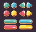 Color glossy buttons vector set for computer games user interface