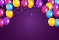 Color Glossy Happy Birthday Balloons Banner Background Vector Illustration Royalty Free Stock Photo