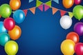 Color Glossy Happy Birthday Balloons Banner Background Vector Illustration