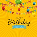 Color Glossy Happy Birthday Balloons Banner Background Vector Illustration Royalty Free Stock Photo