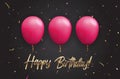 Color Glossy Happy Birthday Balloons Banner Background Vector Illustration EPS10 Royalty Free Stock Photo