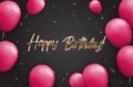 Color Glossy Happy Birthday Balloons Banner Background Vector Illustration EPS10 Royalty Free Stock Photo