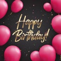 Color Glossy Happy Birthday Balloons Banner Background Vector Illustration EPS10 Royalty Free Stock Photo