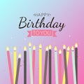 Color Glossy Happy Birthday Banner Background with Candles Vector Illustration