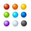 Color Glossy Spheres or Button Set. Vector Royalty Free Stock Photo